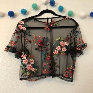 Shein Lace Mesh Flower Top